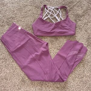 Lululemon set scallop legging & free to be bra Vintage Plum/Sheer Violet 6
